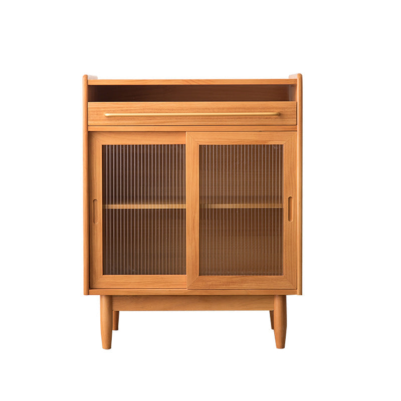 36.22"Tall 1- Drawer Wooden Cabinet , Glass Paned Rectangle Accent Cabinet