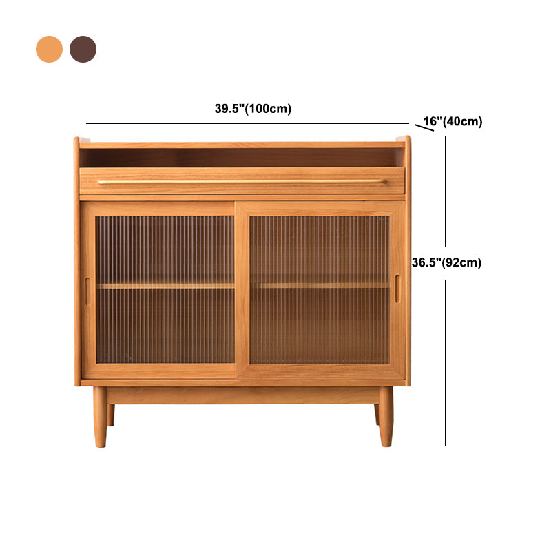 36.22"Tall 1- Drawer Wooden Cabinet , Glass Paned Rectangle Accent Cabinet