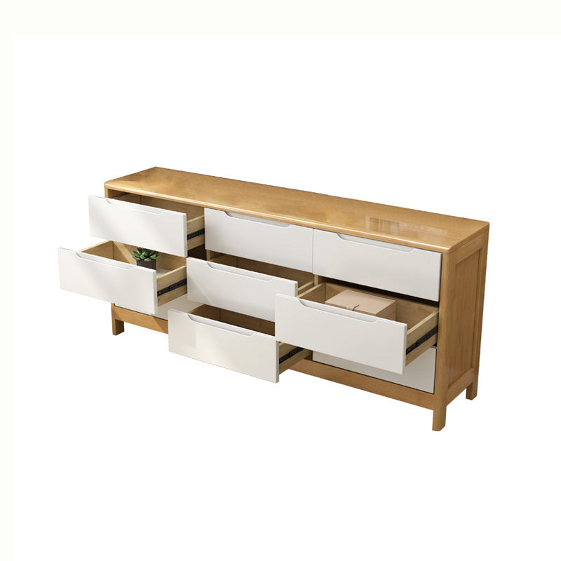 29.5"/37" Tall Solid Wood Chest, Rectangle Accent Chest with Drawers 59"L x 16"W x 30"H Natural Wood White Clearhalo 'Cabinets & Chests' 'cabinets_chests' 'furn' 'furn_cabinets_chests' 'Furniture' 'Living Room Furniture' 5844077