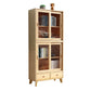31.5'"l Natural Wooden Cabinet, Rectangle Glass Paned Accent Cabinet