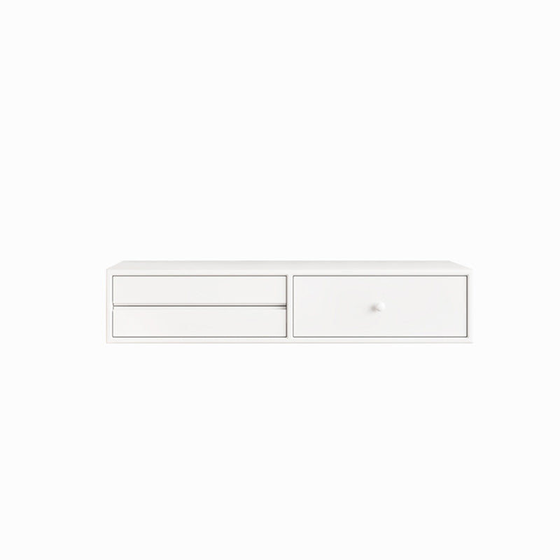 Contemporary Vanity 3 Storage Drawers Dresser with Mirror Stool in White