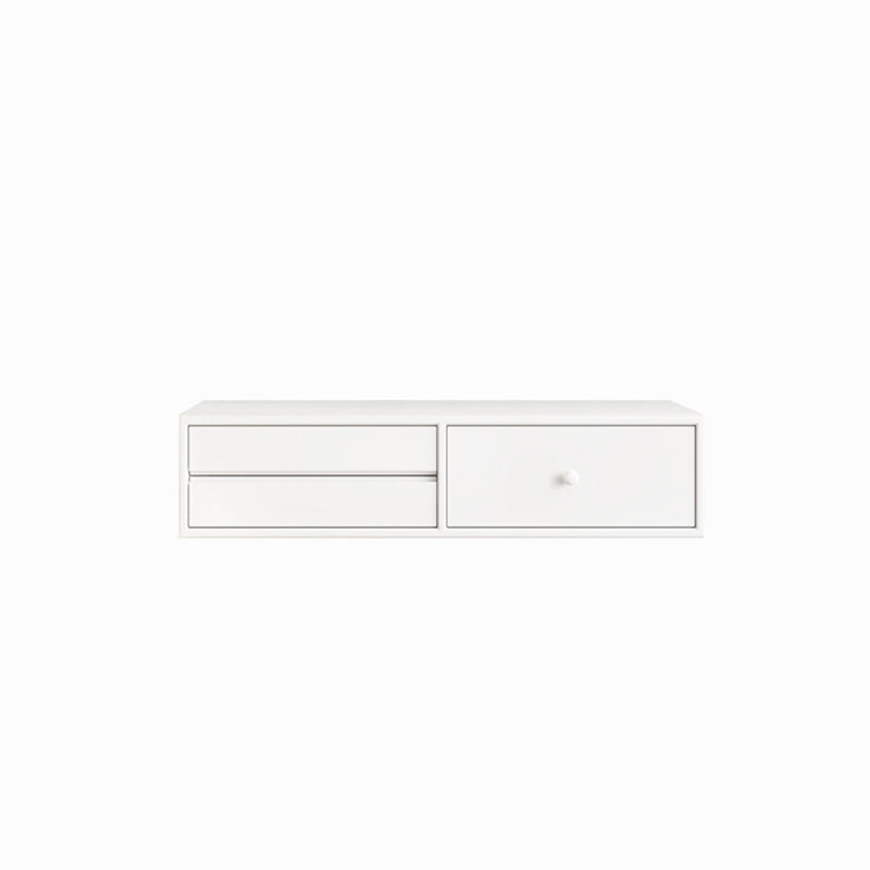 Contemporary Vanity 3 Storage Drawers Dresser with Mirror Stool in White