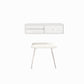 Contemporary Vanity 3 Storage Drawers Dresser with Mirror Stool in White