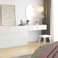 Contemporary Vanity 3 Storage Drawers Dresser with Mirror Stool in White