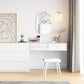 Contemporary Vanity 3 Storage Drawers Dresser with Mirror Stool in White