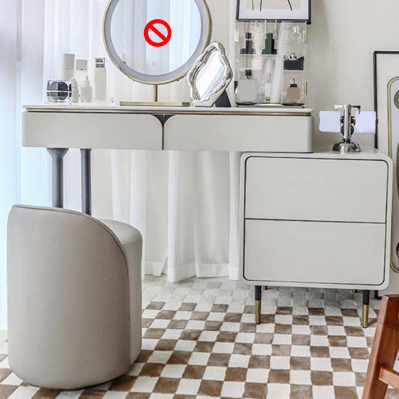 Weißer Waschtisch-Make-up-Eitelkeit Stone Top Spintenstühle Set