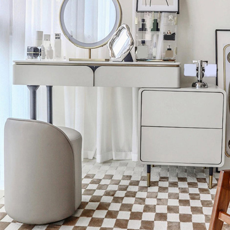 Weißer Waschtisch-Make-up-Eitelkeit Stone Top Spintenstühle Set