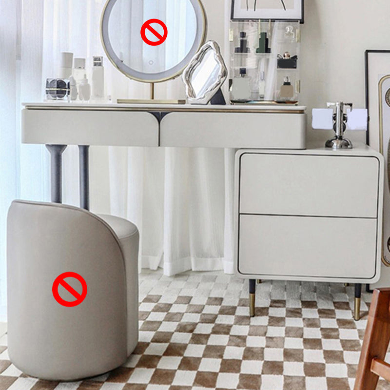 Weißer Waschtisch-Make-up-Eitelkeit Stone Top Spintenstühle Set