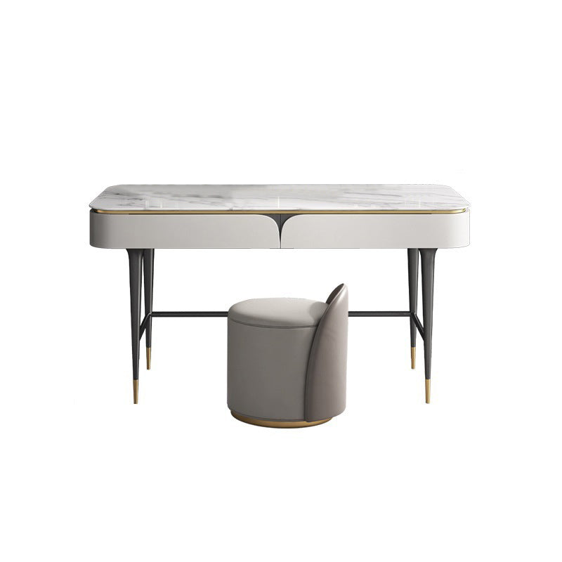 Weißer Waschtisch-Make-up-Eitelkeit Stone Top Spintenstühle Set