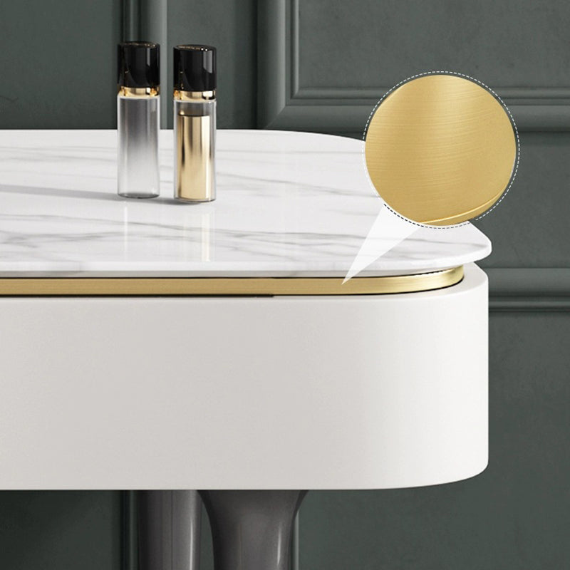 Weißer Waschtisch-Make-up-Eitelkeit Stone Top Spintenstühle Set