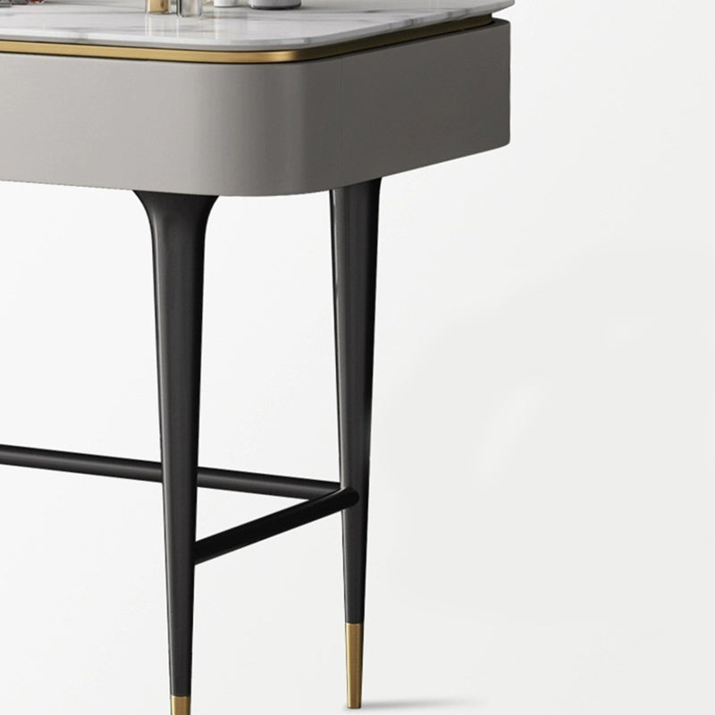 Weißer Waschtisch-Make-up-Eitelkeit Stone Top Spintenstühle Set