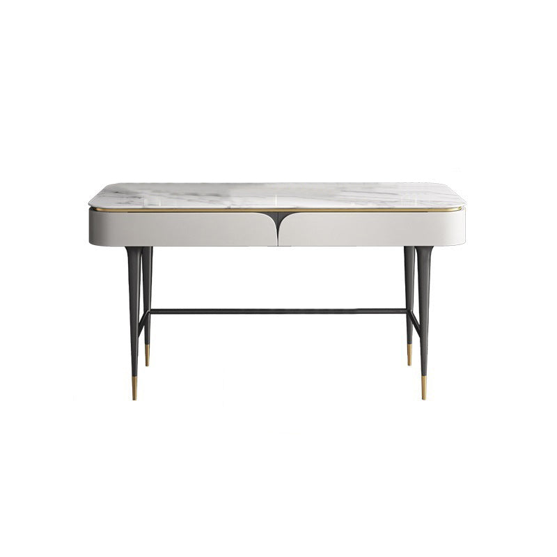 Weißer Waschtisch-Make-up-Eitelkeit Stone Top Spintenstühle Set