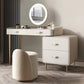 Beige 3/4-Drawers Dressing Table Faux Leather Make-up Vanity Desk Clearhalo 'Bedroom Furniture' 'furn' 'furn_makeup_vanities' 'Furniture' 'Makeup Vanities' 'makeup_vanities' 5844361