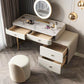 Beige 3/4-Drawers Dressing Table Faux Leather Make-up Vanity Desk Clearhalo 'Bedroom Furniture' 'furn' 'furn_makeup_vanities' 'Furniture' 'Makeup Vanities' 'makeup_vanities' 5844363