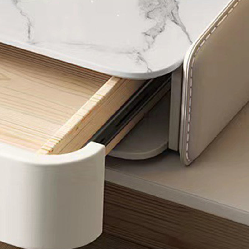 Beige 3/4-Drawers Dressing Table Faux Leather Make-up Vanity Desk Clearhalo 'Bedroom Furniture' 'furn' 'furn_makeup_vanities' 'Furniture' 'Makeup Vanities' 'makeup_vanities' 5844369