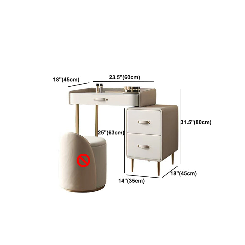 Beige 3/4-Drawers Dressing Table Faux Leather Make-up Vanity Desk Clearhalo 'Bedroom Furniture' 'furn' 'furn_makeup_vanities' 'Furniture' 'Makeup Vanities' 'makeup_vanities' 5844373