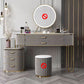 Gray Faux Leather Vanity 5 Drawers Vanity Set with Padded Stool