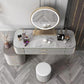 Gray Faux Leather Vanity 5 Drawers Vanity Set with Padded Stool