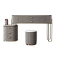 Gray Faux Leather Vanity 5 Drawers Vanity Set with Padded Stool