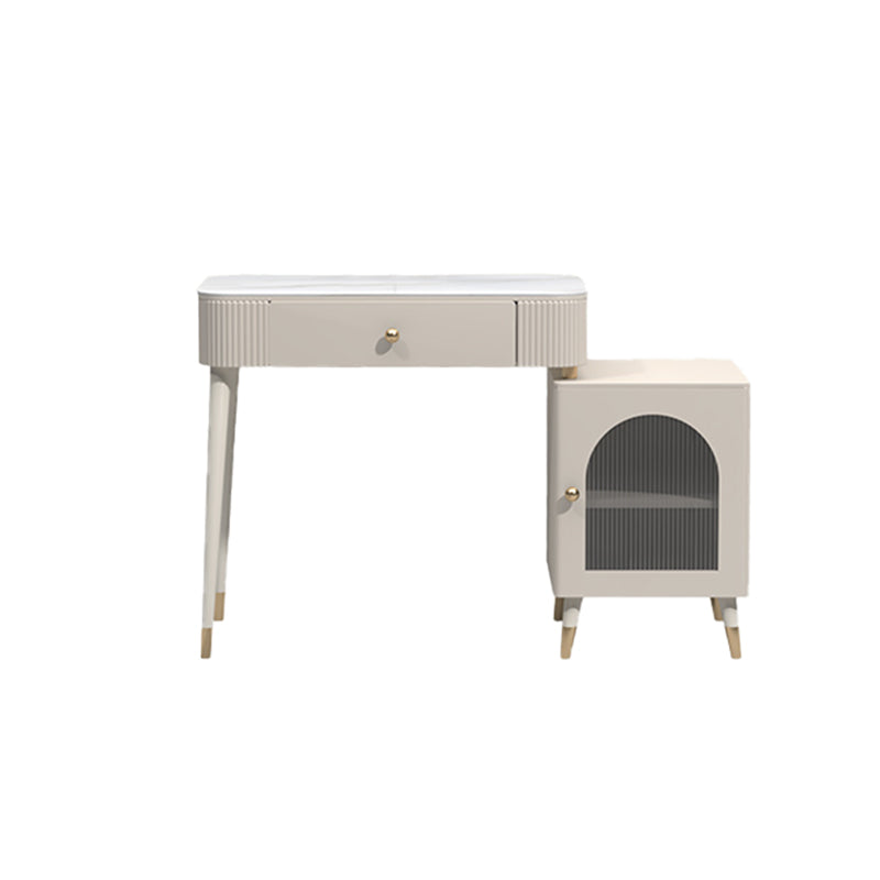 Contemporary Metal Vanity with Glass Accent Vanity Set with Stool Clearhalo 'Bedroom Furniture' 'furn' 'furn_makeup_vanities' 'Furniture' 'Makeup Vanities' 'makeup_vanities' 5844416