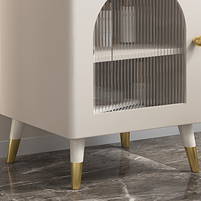 Contemporary Metal Vanity with Glass Accent Vanity Set with Stool Clearhalo 'Bedroom Furniture' 'furn' 'furn_makeup_vanities' 'Furniture' 'Makeup Vanities' 'makeup_vanities' 5844420