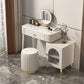 Contemporary Metal Vanity with Glass Accent Vanity Set with Stool Clearhalo 'Bedroom Furniture' 'furn' 'furn_makeup_vanities' 'Furniture' 'Makeup Vanities' 'makeup_vanities' 5844423