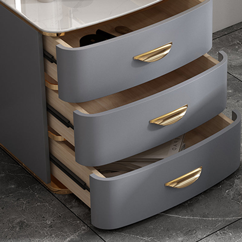 Grijze ijdelheid 31,5 "hoog ontworpen hout ijdelheid set met ontlasting