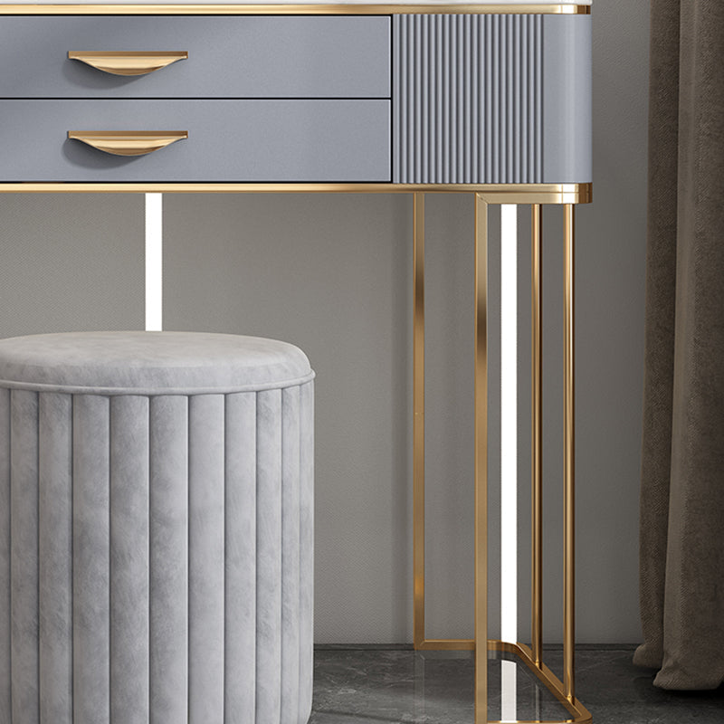 Grijze ijdelheid 31,5 "hoog ontworpen hout ijdelheid set met ontlasting