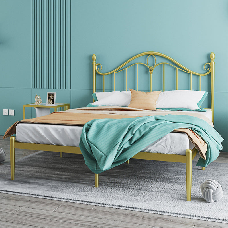 Letto a filo aperto da 45 "a base di metallo standard glam alto con testiera ad arco