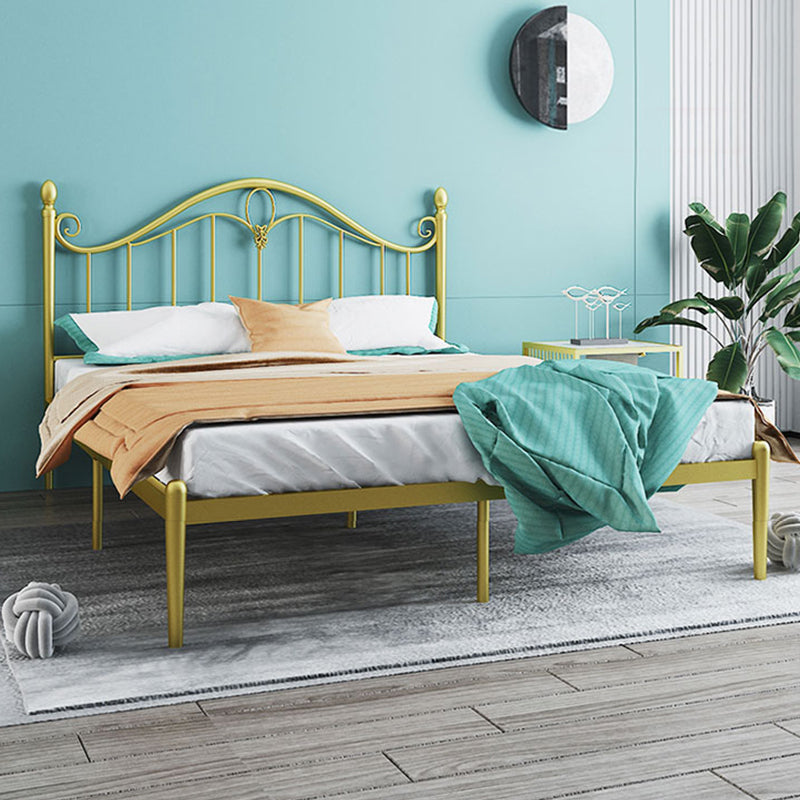 Letto a filo aperto da 45 "a base di metallo standard glam alto con testiera ad arco