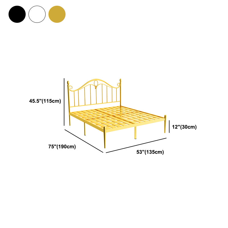 Letto a filo aperto da 45 "a base di metallo standard glam alto con testiera ad arco