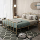 Glam Iron Open-Frame Bed with Camelback Headboard and Metal Legs
