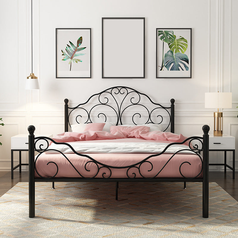 Glam Open-Frame Bed with Iron Headboard and Footboard 49.21" High Black Clearhalo 'Bedroom Furniture' 'Beds' 'furn' 'furn_beds' 'Furniture' 5844930