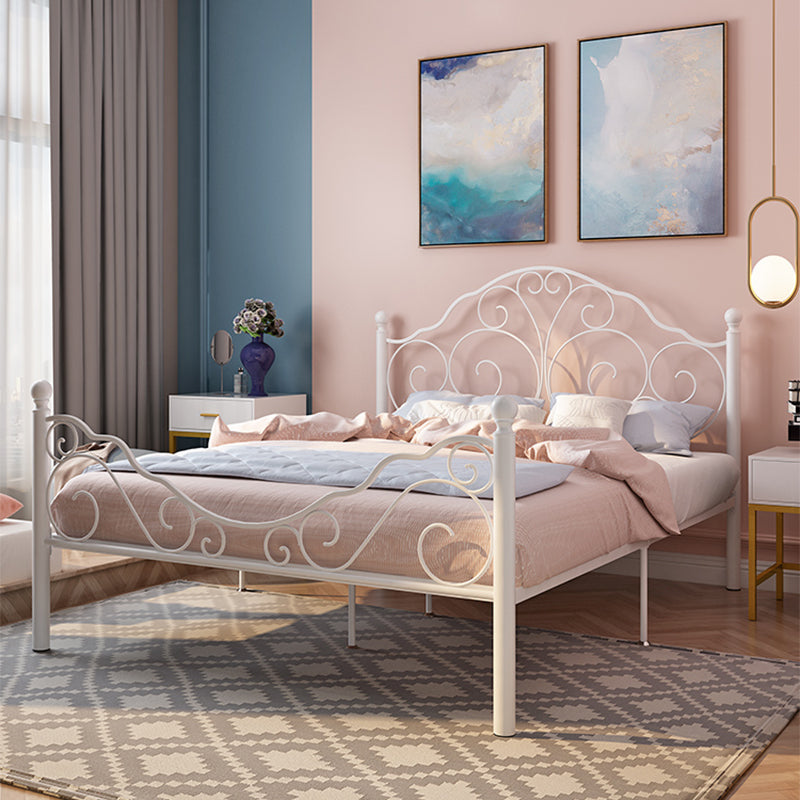 Glam Open-Frame Bed with Iron Headboard and Footboard 49.21" High White Clearhalo 'Bedroom Furniture' 'Beds' 'furn' 'furn_beds' 'Furniture' 5844932