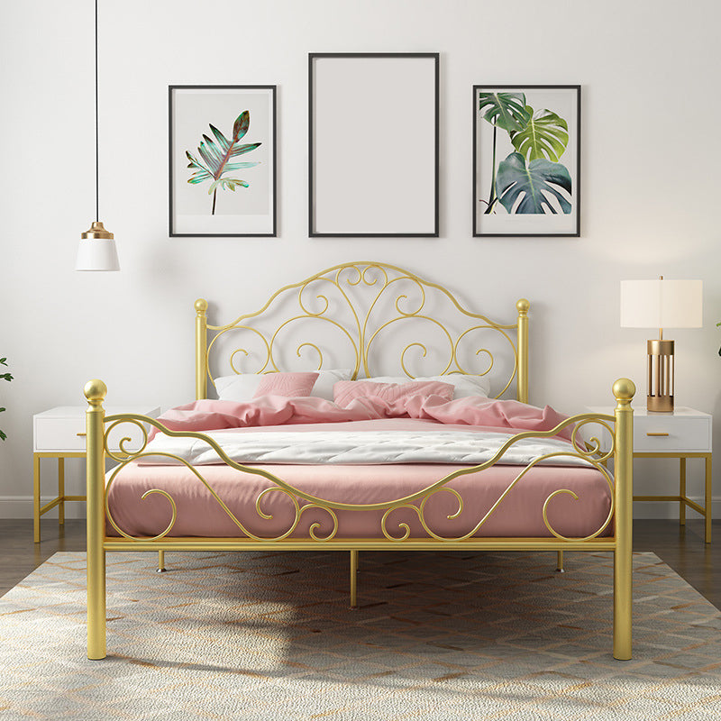 Glam Open-Frame Bed with Iron Headboard and Footboard 49.21" High Gold Clearhalo 'Bedroom Furniture' 'Beds' 'furn' 'furn_beds' 'Furniture' 5844933