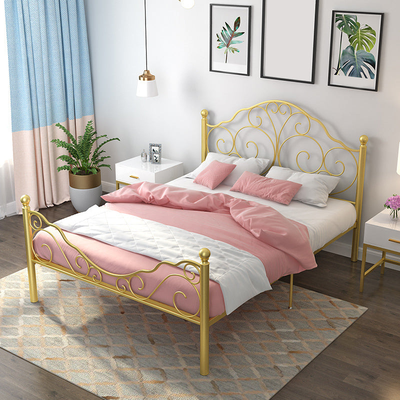Glam Open-Frame Bed with Iron Headboard and Footboard 49.21" High Gold Clearhalo 'Bedroom Furniture' 'Beds' 'furn' 'furn_beds' 'Furniture' 5844934