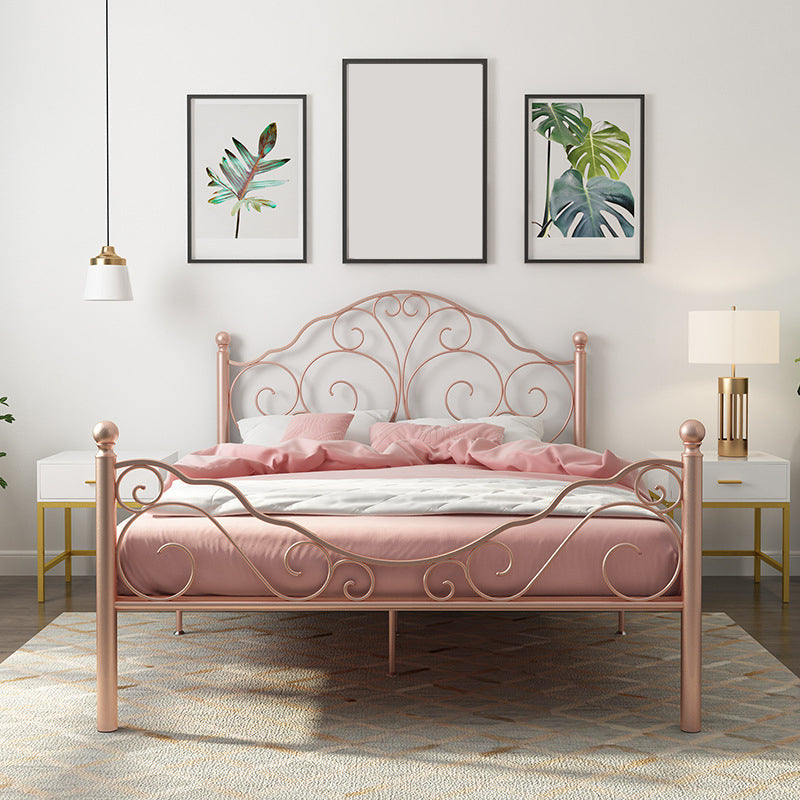 Glam Open-Frame Bed with Iron Headboard and Footboard 49.21" High Rose Gold Clearhalo 'Bedroom Furniture' 'Beds' 'furn' 'furn_beds' 'Furniture' 5844935