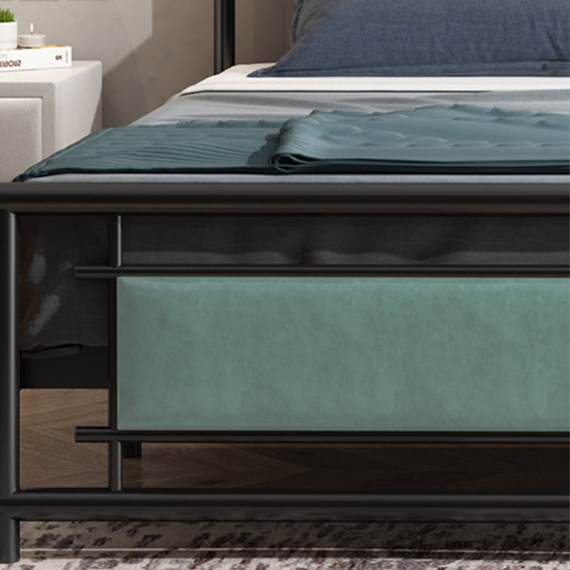 Contemporary Open-Frame Bed with Black Iron Frame and Legs Bed
