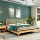 Scandinavian Spindle Headboard Bed with Open-Frame and Wooden Legs