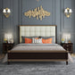 Modern Standard Bed with Tufted Upholstered Headboard and Soild Wood Legs Black White Clearhalo 'Bedroom Furniture' 'Beds' 'furn' 'furn_beds' 'Furniture' 5845050