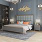 Modern Standard Bed with Tufted Upholstered Headboard and Soild Wood Legs Queen Grey Clearhalo 'Bedroom Furniture' 'Beds' 'furn' 'furn_beds' 'Furniture' 5845051