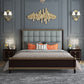 Modern Standard Bed with Tufted Upholstered Headboard and Soild Wood Legs Black-Gray Clearhalo 'Bedroom Furniture' 'Beds' 'furn' 'furn_beds' 'Furniture' 5845052