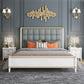 Modern Standard Bed with Tufted Upholstered Headboard and Soild Wood Legs Gray-White Clearhalo 'Bedroom Furniture' 'Beds' 'furn' 'furn_beds' 'Furniture' 5845054