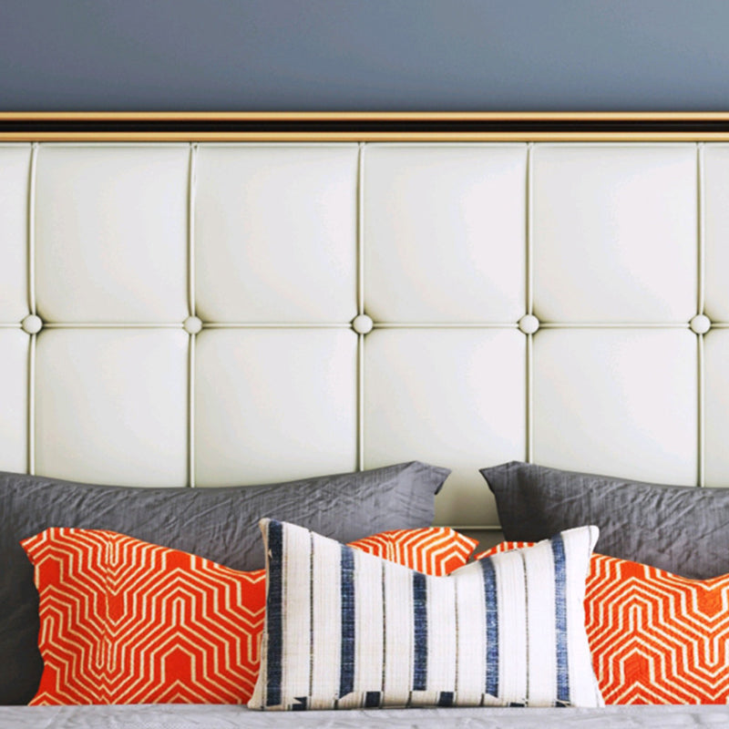 Modern Standard Bed with Tufted Upholstered Headboard and Soild Wood Legs Clearhalo 'Bedroom Furniture' 'Beds' 'furn' 'furn_beds' 'Furniture' 5845056