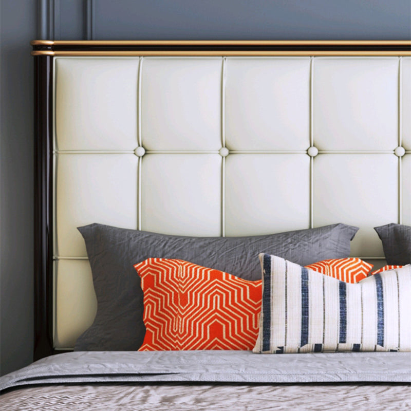 Modern Standard Bed with Tufted Upholstered Headboard and Soild Wood Legs Clearhalo 'Bedroom Furniture' 'Beds' 'furn' 'furn_beds' 'Furniture' 5845057