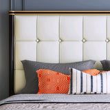 Modern Standard Bed with Tufted Upholstered Headboard and Soild Wood Legs Clearhalo 'Bedroom Furniture' 'Beds' 'furn' 'furn_beds' 'Furniture' 5845057