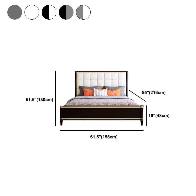 Modern Standard Bed with Tufted Upholstered Headboard and Soild Wood Legs Clearhalo 'Bedroom Furniture' 'Beds' 'furn' 'furn_beds' 'Furniture' 5845062