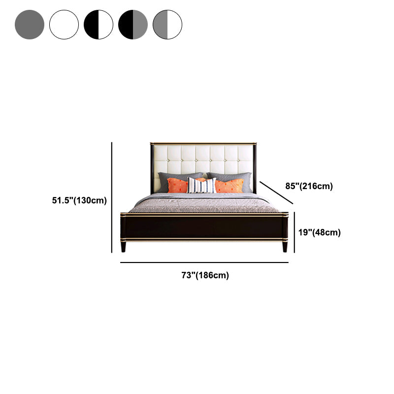 Modern Standard Bed with Tufted Upholstered Headboard and Soild Wood Legs Clearhalo 'Bedroom Furniture' 'Beds' 'furn' 'furn_beds' 'Furniture' 5845063