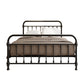 Modern Black Iron Bed with Rectangle Headboard and Metal Legs