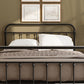 Modern Black Iron Bed with Rectangle Headboard and Metal Legs